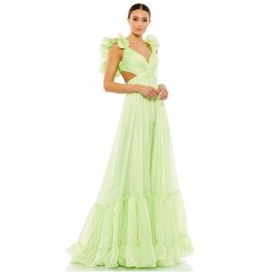 MAC DUGGAL Ruffle Tiered Cut Out ChiffonGown
